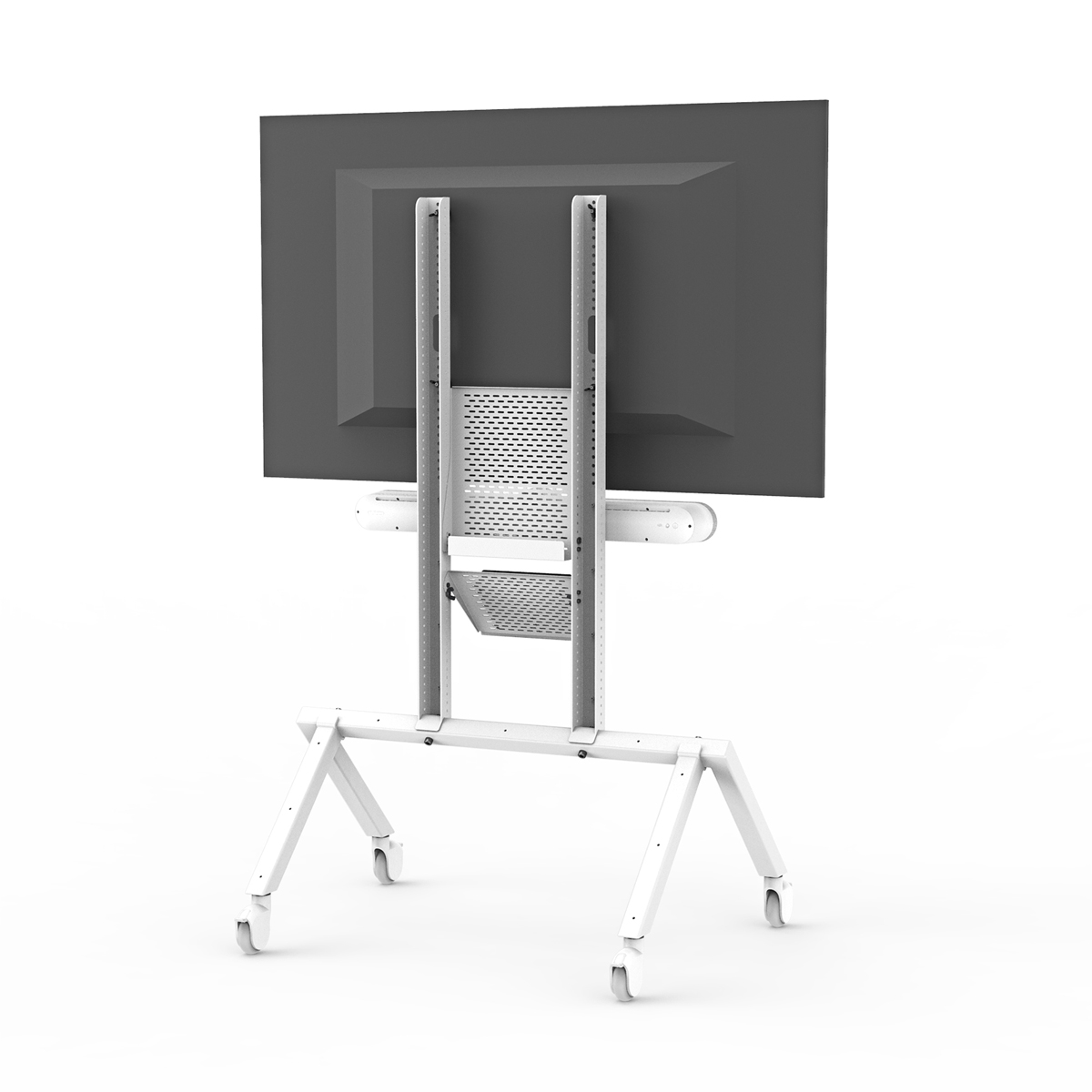 Heckler AV Cart voor Logitech Rally Bar wit achteraanzicht