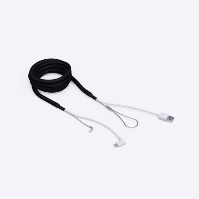 Versterkte MFi-approved 2 meter lightning naar USB-A kabel Zwart