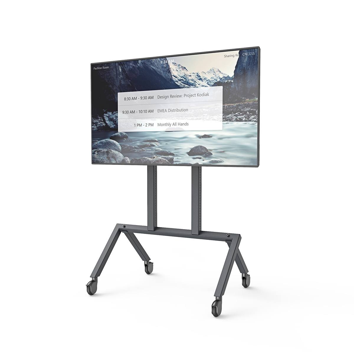 Heckler AV Cart - Base Configuration zwart vooraanzicht met display