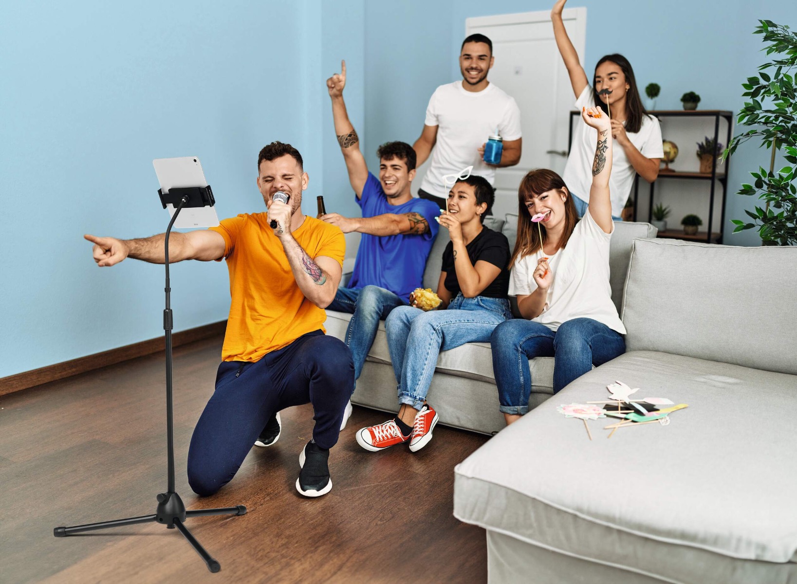 Telescopische tablet vloerstandaard met flexibele arm